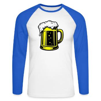 Beer Mug Symbol Beer - Unisex Long Sleeve Baseball T-Shirt - white/royal blue - Front - Nik (191cm)