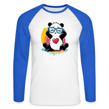 Relaxed panda with sunglasses - Unisex Long Sleeve Baseball T-Shirt - white/royal blue - Front - Nik (191cm)