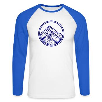 Berge Symbol Felsen - Unisex Baseballshirt langarm - Weiß/Royalblau - Vorne - Nik (191cm)