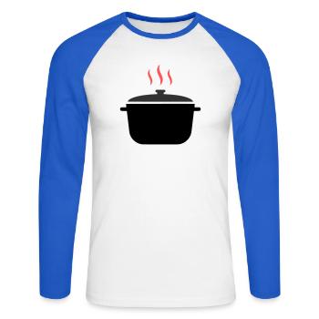 Cooking Pot Steam Cooking - Unisex Long Sleeve Baseball T-Shirt - white/royal blue - Front - Nik (191cm)