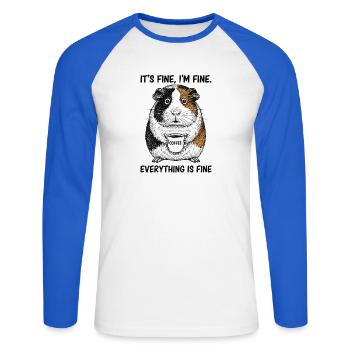 Its Fine Im Fine Coffee Guinea Pig - Unisex Long Sleeve Baseball T-Shirt - white/royal blue - Front - Nik (191cm)