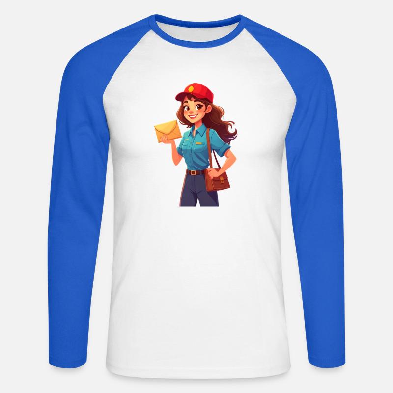 Postina / Postina - Maglia da baseball a manica lunga da uomo - bianco/blu royal