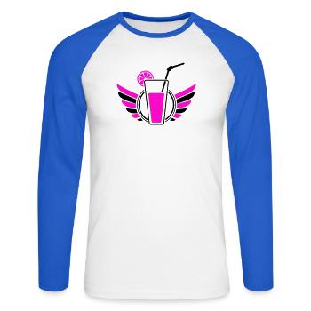 Cocktail Wings - Unisex Long Sleeve Baseball T-Shirt - white/royal blue - Front - Nik (191cm)