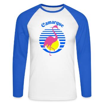 Camargue - Unisex Baseballshirt langarm - Weiß/Royalblau - Vorne - Nik (191cm)