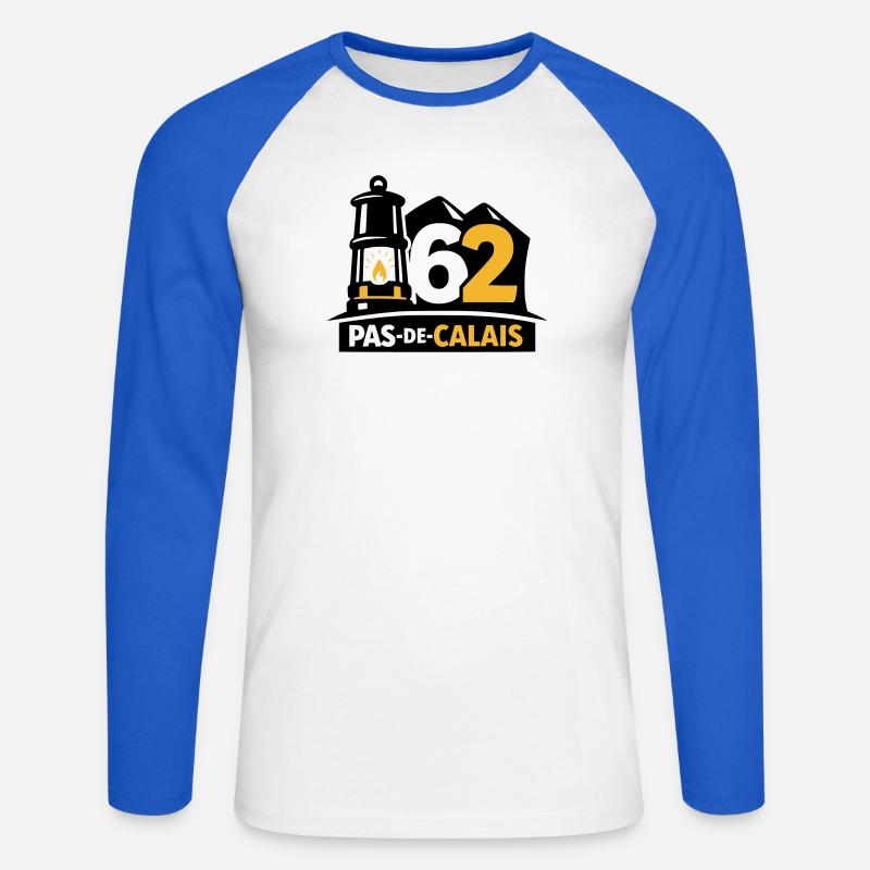 62 Pas de Calais Emblem - Unisex Baseballshirt langarm - Weiß/Royalblau