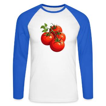 Tomatoes - Unisex Long Sleeve Baseball T-Shirt - white/royal blue - Front - Nik (191cm)