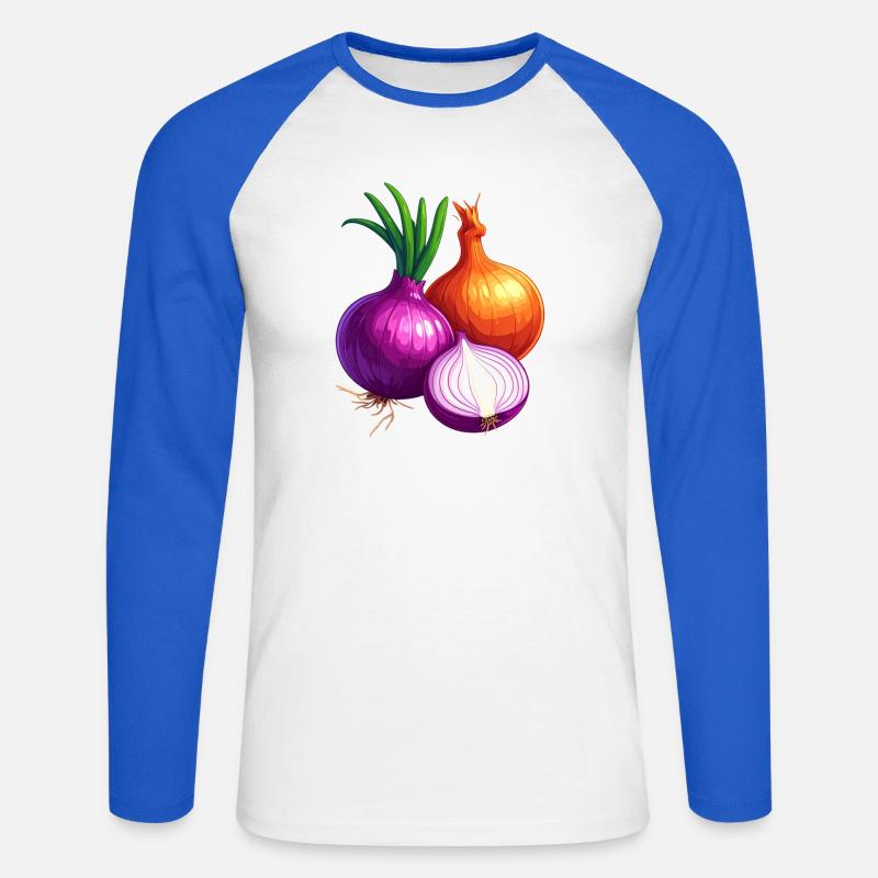 Cipolle - Maglia da baseball a manica lunga da uomo - bianco/blu royal
