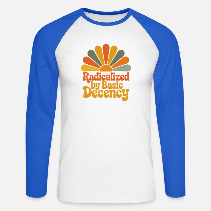Radicalized by Basic Decency - Unisex Long Sleeve Baseball T-Shirt - white/royal blue