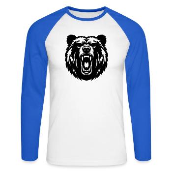 Russian Grizzly Bear – Strong Motive! - Unisex Long Sleeve Baseball T-Shirt - white/royal blue - Front - Nik (191cm)