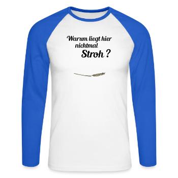 no straw - Unisex Long Sleeve Baseball T-Shirt - white/royal blue - Front - Nik (191cm)