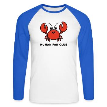 AI Human Fan Club - Unisex Long Sleeve Baseball T-Shirt - white/royal blue - Front - Nik (191cm)