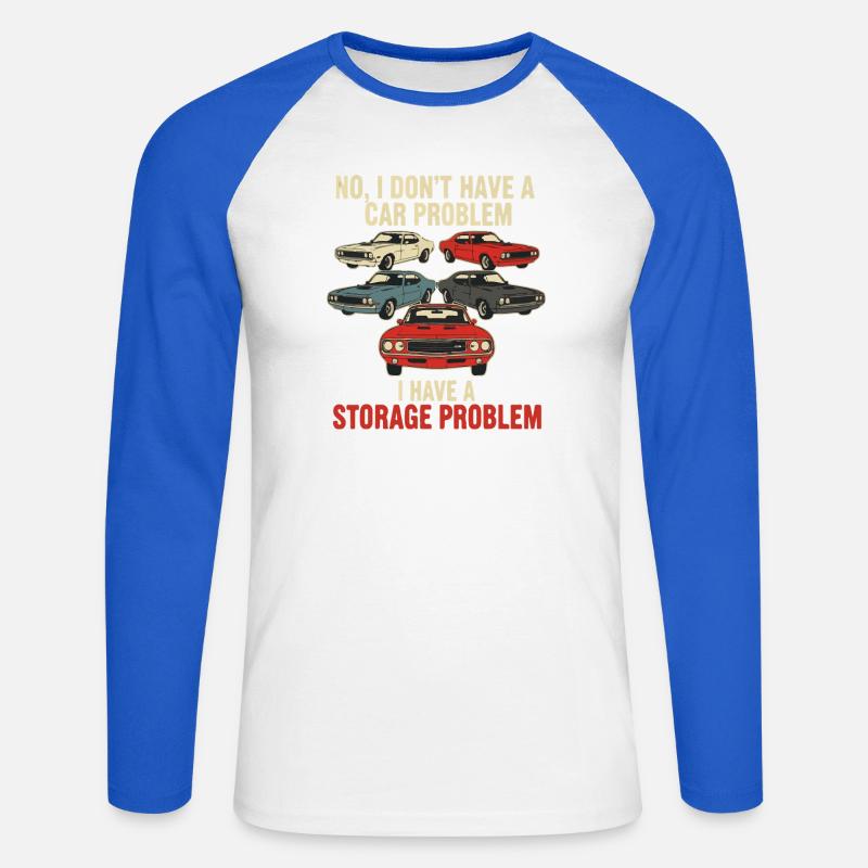 Storage Problem Car Meme Tee - Unisex Baseballshirt langarm - Weiß/Royalblau
