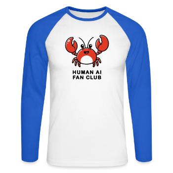 Human AI Fan Club - Unisex Long Sleeve Baseball T-Shirt - white/royal blue - Front - Nik (191cm)