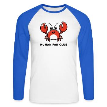 AI Human Fan Club - Unisex Long Sleeve Baseball T-Shirt - white/royal blue - Front - Nik (191cm)