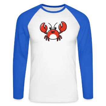 AI Human Fan Club - Unisex Long Sleeve Baseball T-Shirt - white/royal blue - Front - Nik (191cm)