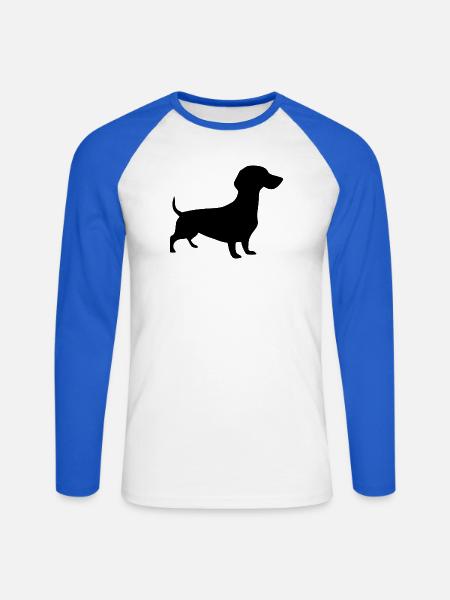 Dachshund Hunde Silhouette Geschenk Dackelbesitzer - Unisex Baseballshirt langarm - Weiß/Royalblau