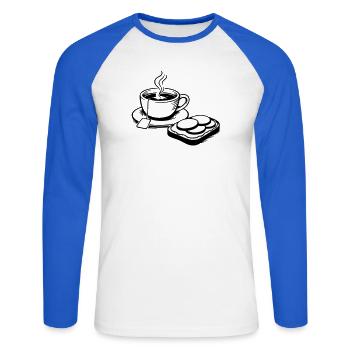 Coupe - T-shirt baseball manches longues Homme - blanc/bleu royal - Devant - Nik (191cm)