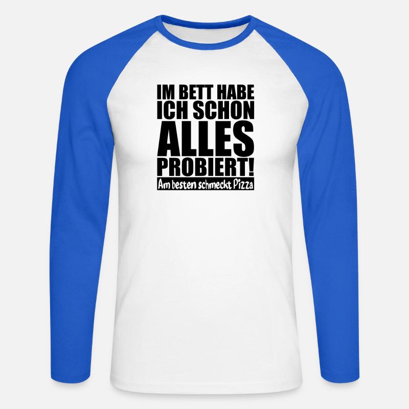Sarcasmo sulla pizza - Maglia da baseball a manica lunga da uomo - bianco/blu royal