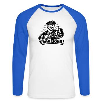 Dare to be gay - Unisex Long Sleeve Baseball T-Shirt - white/royal blue - Front - Nik (191cm)