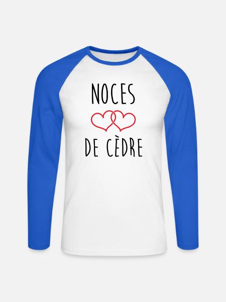 Zedernhochzeit – 49 Jahre Ehe - Unisex Baseballshirt langarm - Weiß/Royalblau