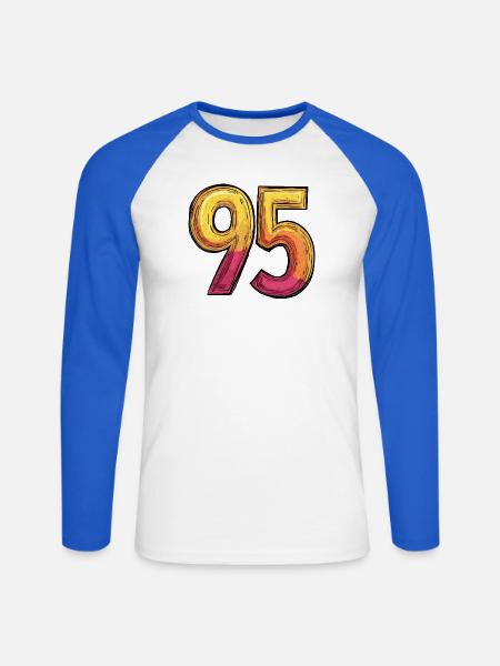 95 Zahl Bunt - Unisex Baseballshirt langarm - Weiß/Royalblau