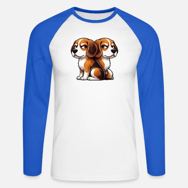 Amici Amici Gemelli Amici Cartoon Beagle Carini - Maglia da baseball a manica lunga da uomo - bianco/blu royal