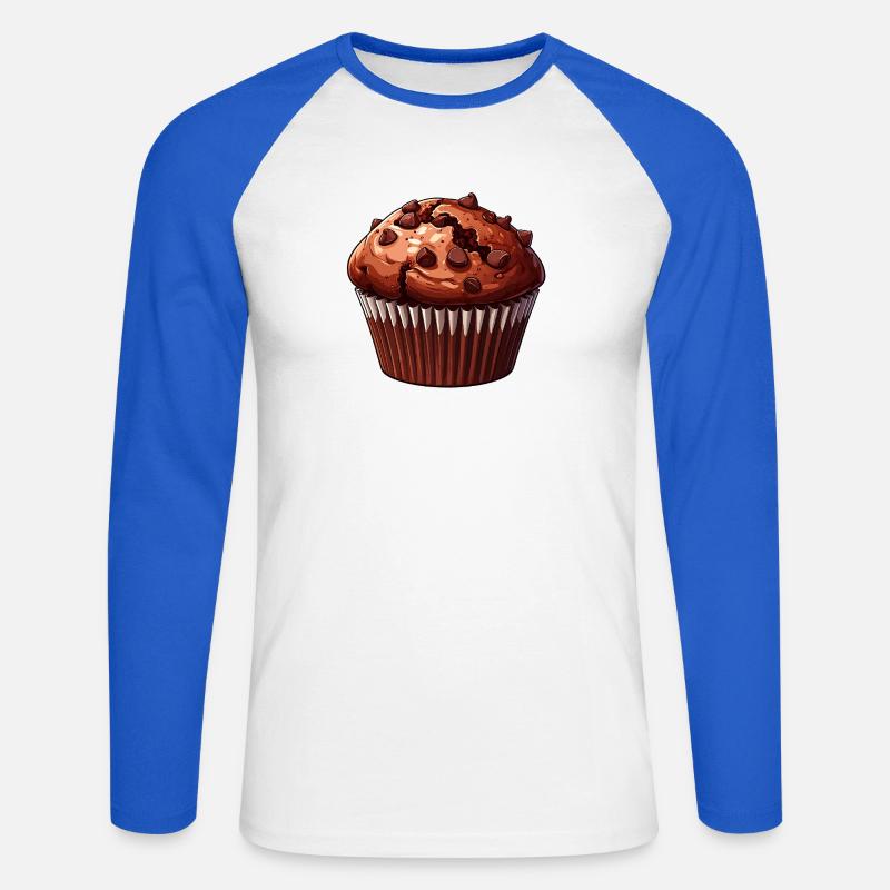 Muffin al cioccolato - Maglia da baseball a manica lunga da uomo - bianco/blu royal