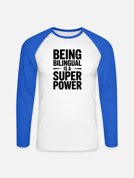 Fremdsprache Sprüche Lustige Fremdsprache Geschenk - Unisex Baseballshirt langarm - Weiß/Royalblau