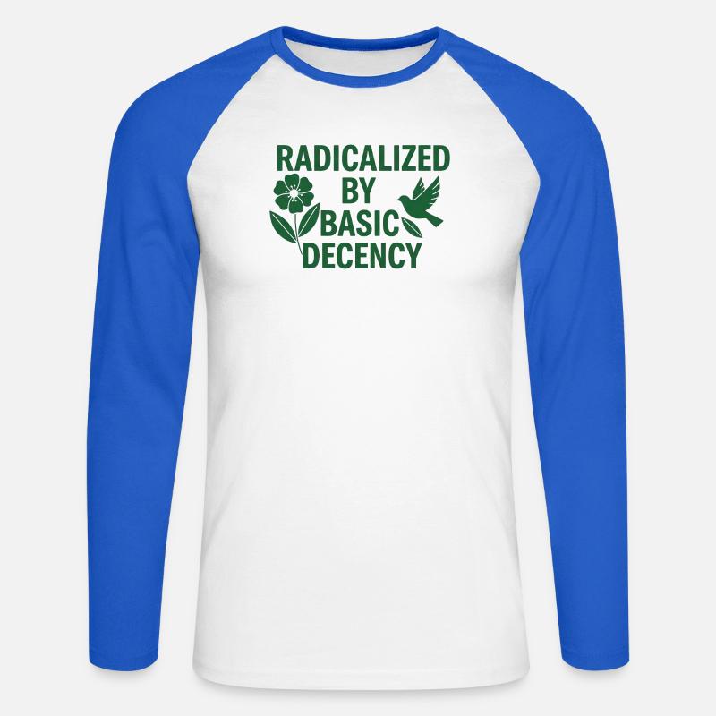 Progressive Values Basic Decency Shirt - Unisex Baseballshirt langarm - Weiß/Royalblau