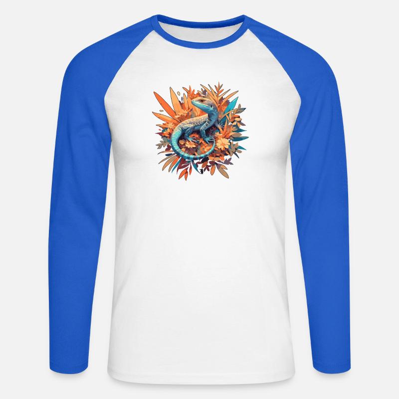 Eidechsen Eidechse - Unisex Baseballshirt langarm - Weiß/Royalblau