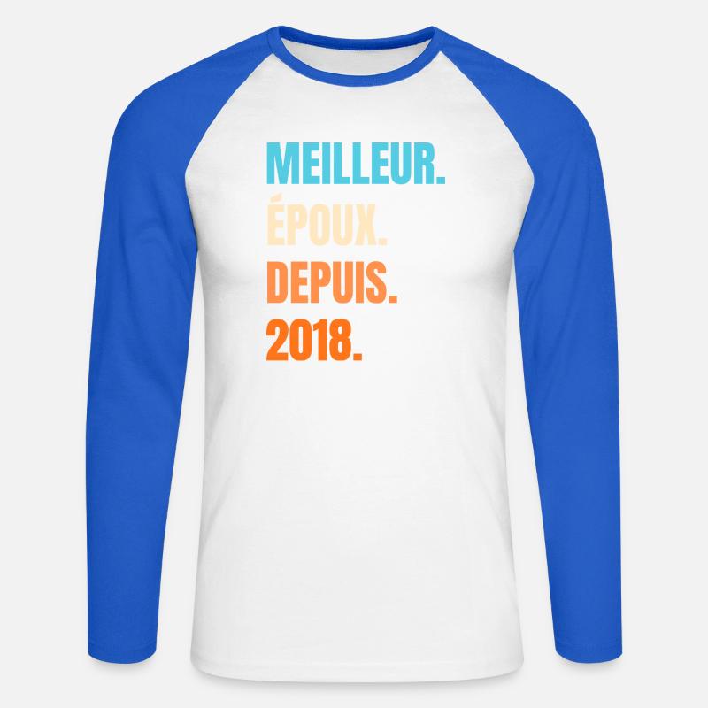 Bester Ehemann seit 2018 Geschenk-Ehemann - Unisex Baseballshirt langarm - Weiß/Royalblau