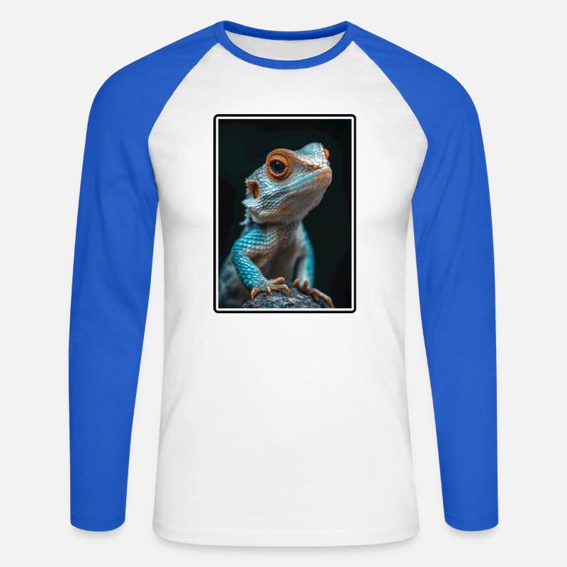 Eidechsen Eidechse - Unisex Baseballshirt langarm - Weiß/Royalblau
