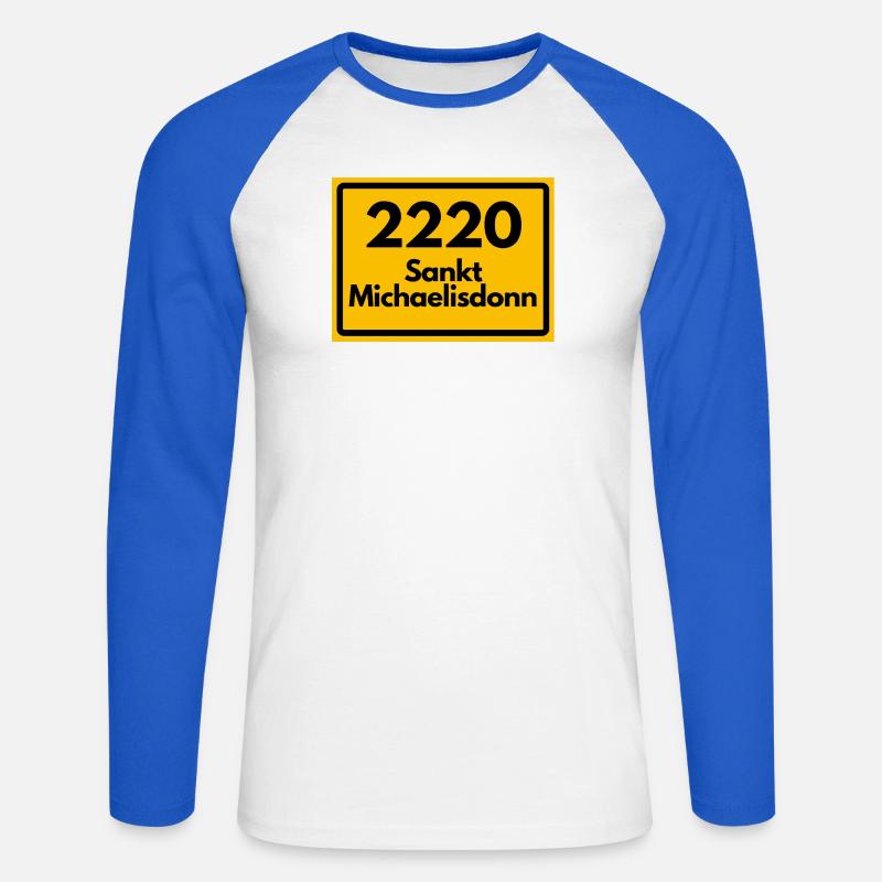 OLD POSTCODE POSTCODE 2220 SANKT MICHAELISDONN - Unisex Long Sleeve Baseball T-Shirt - white/royal blue