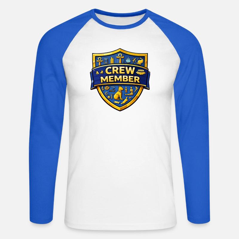 Crew Member Shield Emblem - Unisex Baseballshirt langarm - Weiß/Royalblau