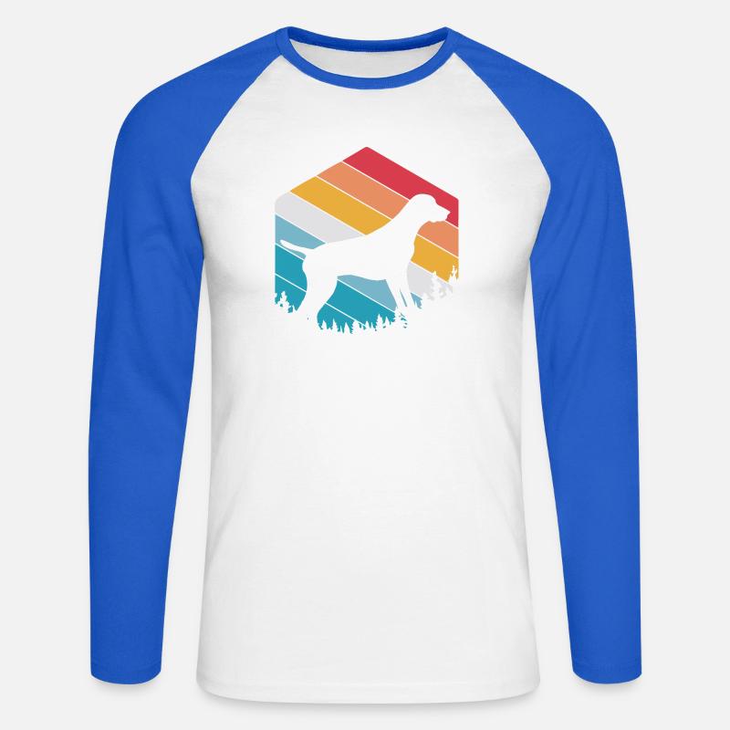 German Pointer Hund Deutsch Kurzhaar - Unisex Baseballshirt langarm - Weiß/Royalblau