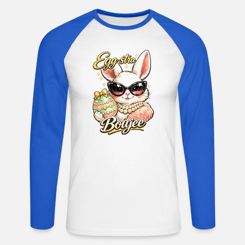 Eggstra Boujee Easter Bunny Easter - Unisex Long Sleeve Baseball T-Shirt - white/royal blue