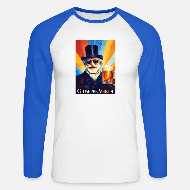 Giuseppe Verdi - Maglia da baseball a manica lunga da uomo - bianco/blu royal