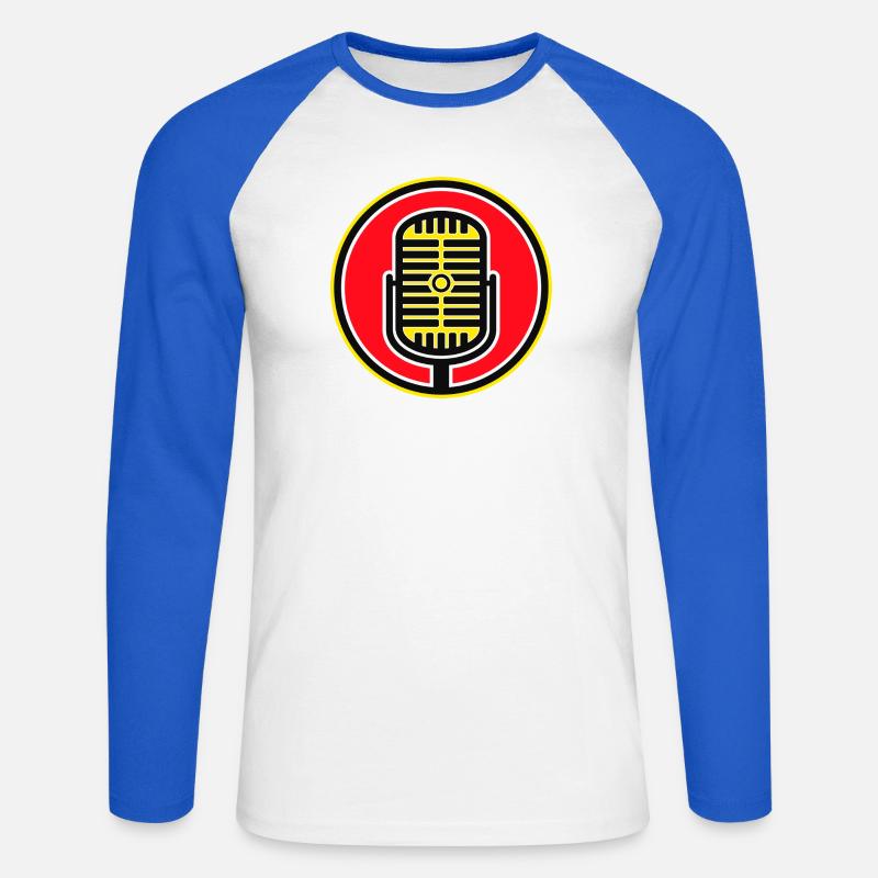 Distintivo Microfono Retrò - Maglia da baseball a manica lunga da uomo - bianco/blu royal