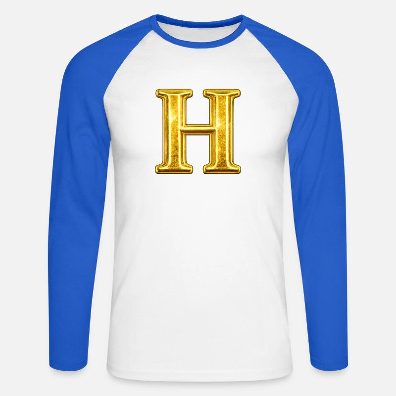 Monogramma della H d'Oro - Maglia da baseball a manica lunga da uomo - bianco/blu royal