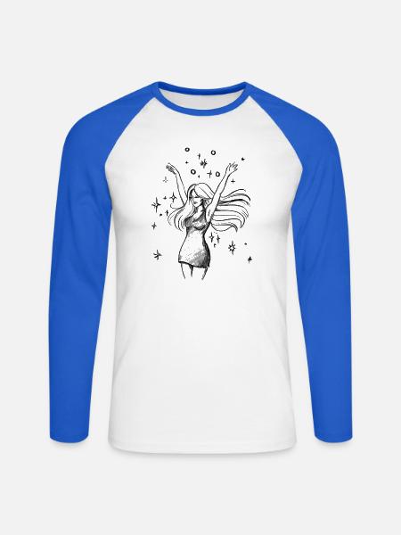 Dancing Woman Empowerment - Illustration - Unisex Long Sleeve Baseball T-Shirt - white/royal blue