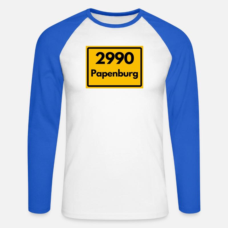 OLD POSTCODE POSTCODE RETRO 2990 PAPENBURG - Unisex Long Sleeve Baseball T-Shirt - white/royal blue