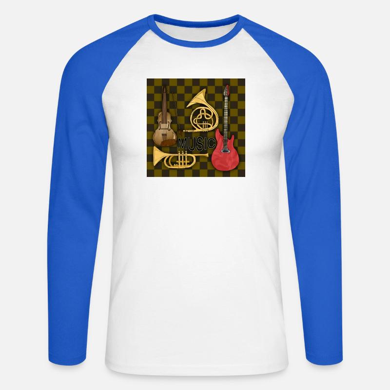 Strumenti musicali - Maglia da baseball a manica lunga da uomo - bianco/blu royal
