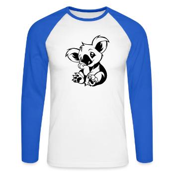 Cute koala sitting playfully - Unisex Long Sleeve Baseball T-Shirt - white/royal blue - Front - Nik (191cm)