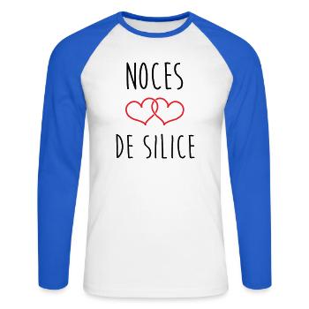 Silica's wedding 77 years of marriage - Unisex Long Sleeve Baseball T-Shirt - white/royal blue - Front - Nik (191cm)
