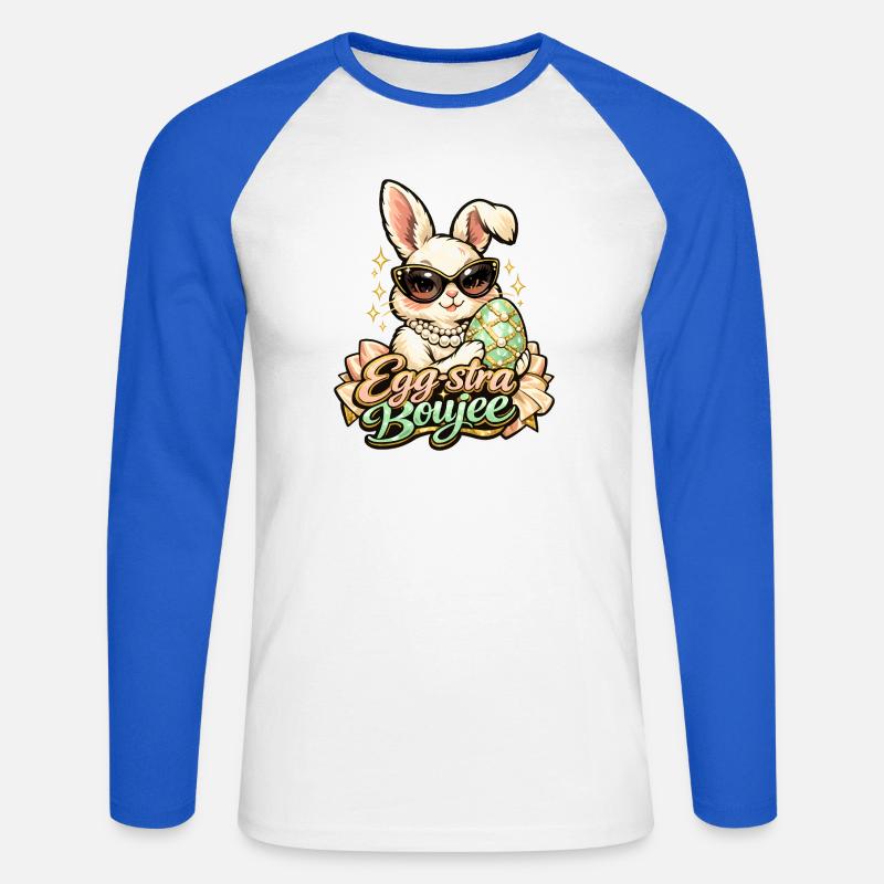 Egg-stra Boujee Easter Bunny Easter - Unisex Long Sleeve Baseball T-Shirt - white/royal blue