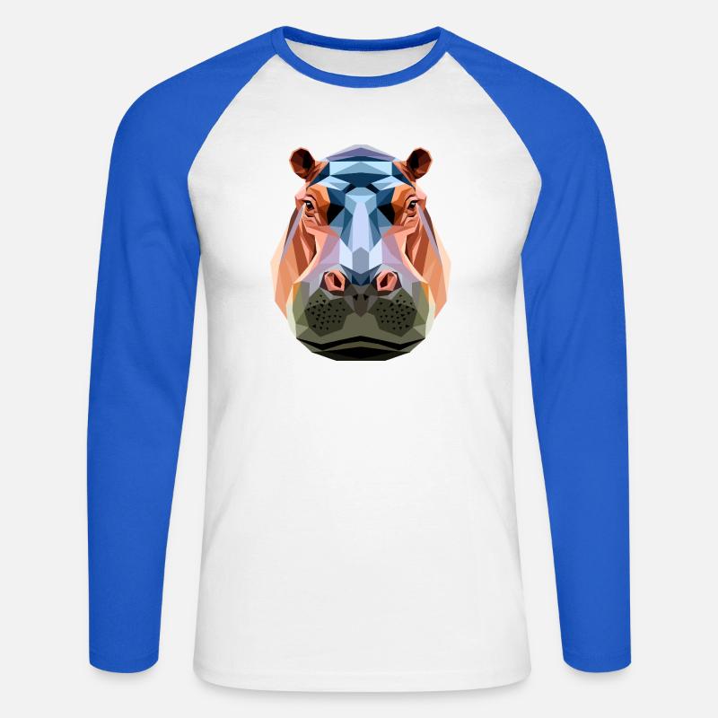 Nilpferd Flusspferd Mama Hippopotamus Cooles Hippo - Maglia da baseball a manica lunga da uomo - bianco/blu royal