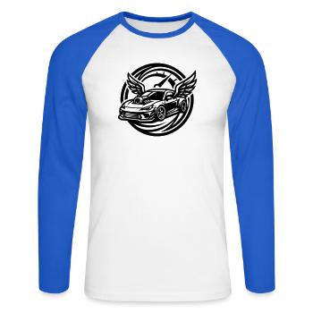 Auto Tuning Tacho - Unisex Baseballshirt langarm - Weiß/Royalblau - Vorne - Nik (191cm)