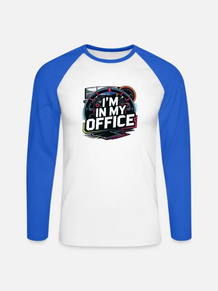 I'm in my office - Unisex Long Sleeve Baseball T-Shirt - white/royal blue