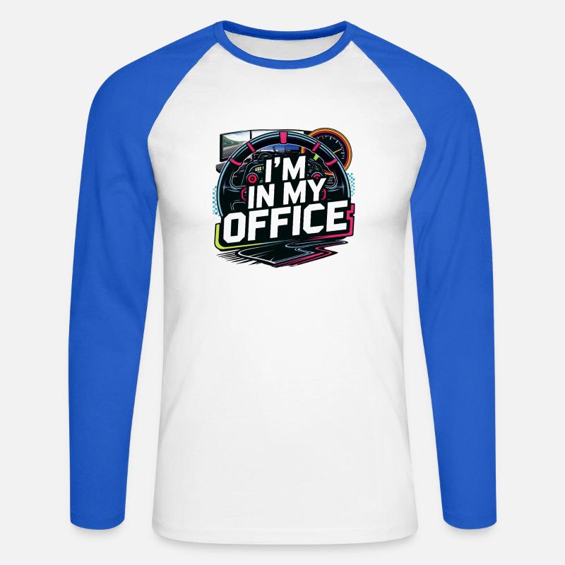 I'm in my office - Unisex Long Sleeve Baseball T-Shirt - white/royal blue