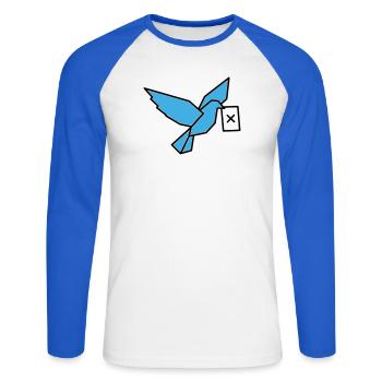 Carrier Pigeon Ballot Bird Multicolored - Unisex Long Sleeve Baseball T-Shirt - white/royal blue - Front - Nik (191cm)